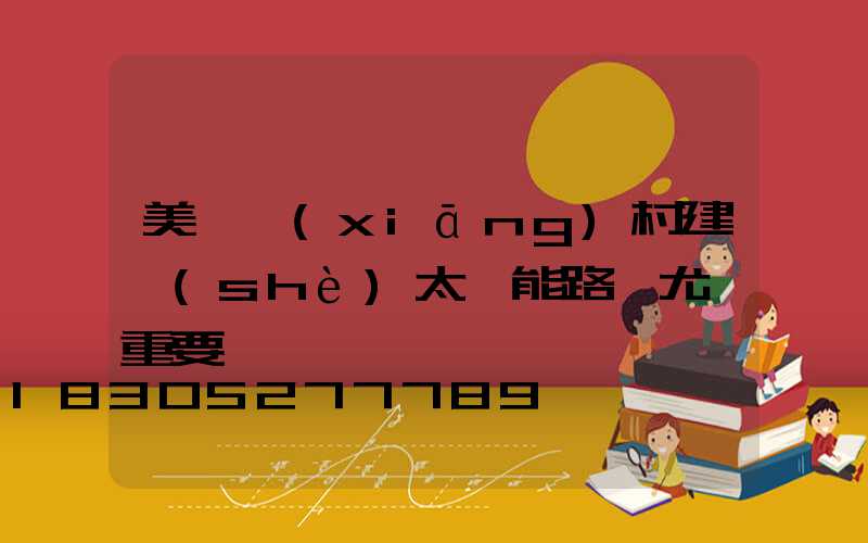 美麗鄉(xiāng)村建設(shè)太陽能路燈尤為重要