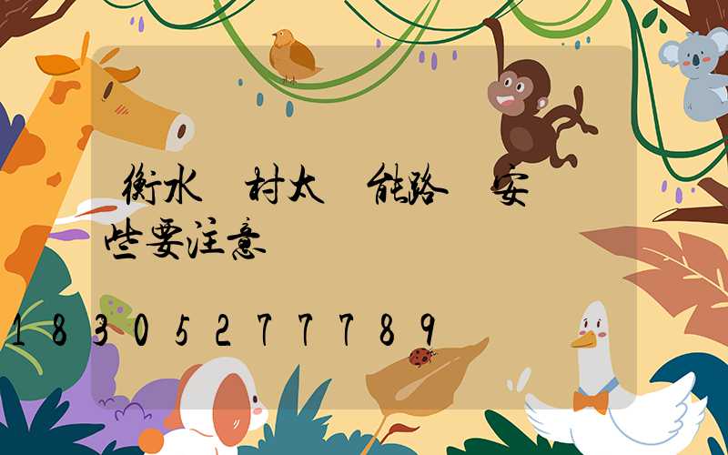 衡水農村太陽能路燈安裝這些要注意