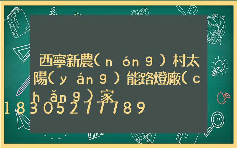 西寧新農(nóng)村太陽(yáng)能路燈廠(chǎng)家