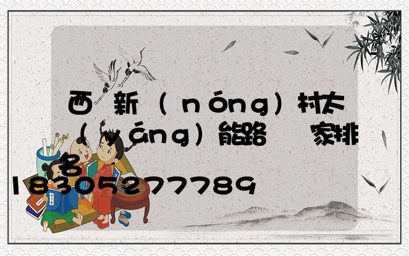 西寧新農(nóng)村太陽(yáng)能路燈廠家排名