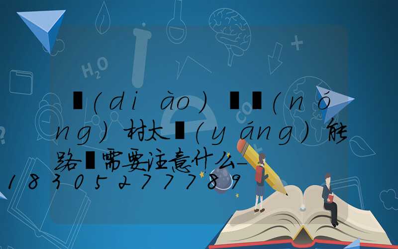 調(diào)試農(nóng)村太陽(yáng)能路燈需要注意什么-