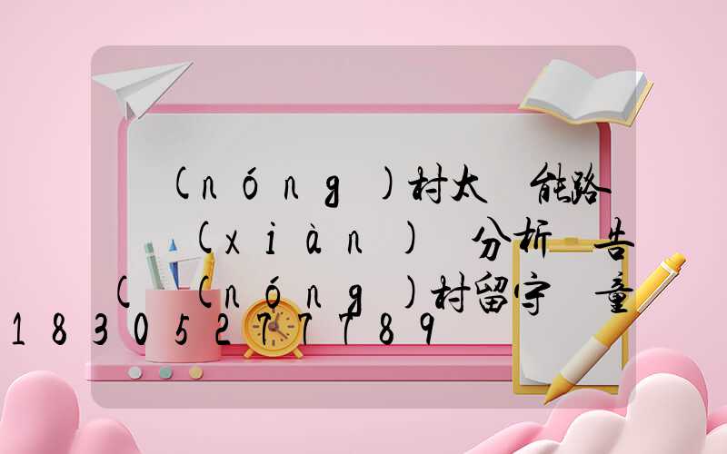 農(nóng)村太陽能路燈現(xiàn)狀分析報告(農(nóng)村留守兒童現(xiàn)狀分析報告)