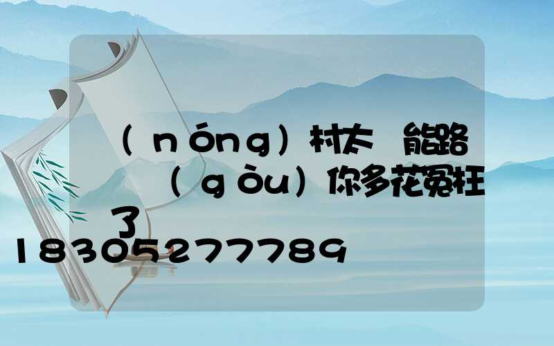 農(nóng)村太陽能路燈選購(gòu)你多花冤枉錢了嗎