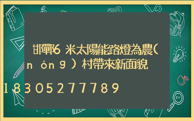 邯鄲6米太陽能路燈為農(nóng)村帶來新面貌