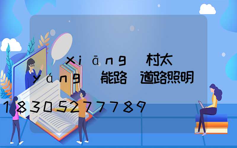 鄉(xiāng)村太陽(yáng)能路燈道路照明