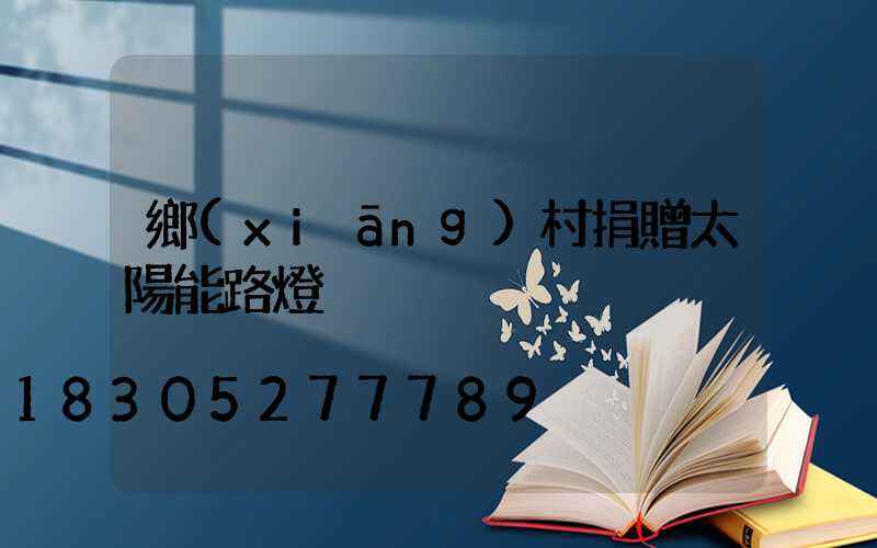 鄉(xiāng)村捐贈太陽能路燈