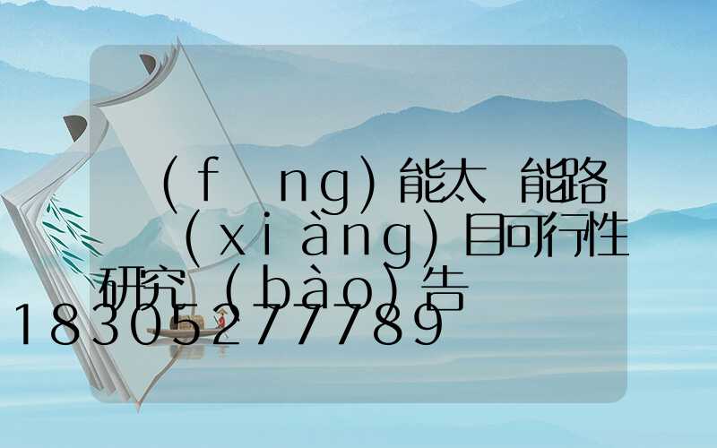 風(fēng)能太陽能路燈項(xiàng)目可行性研究報(bào)告
