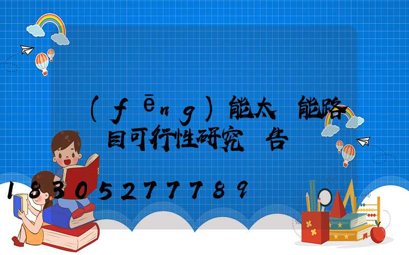 風(fēng)能太陽能路燈項目可行性研究報告