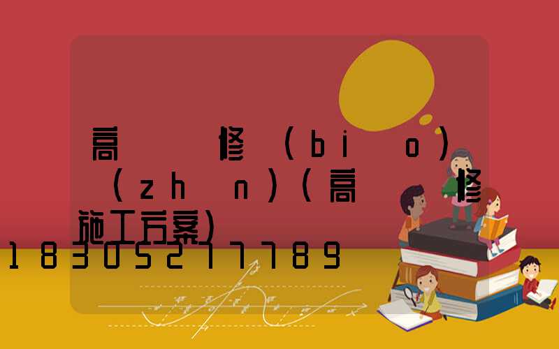 高桿燈維修標(biāo)準(zhǔn)(高桿燈維修施工方案)